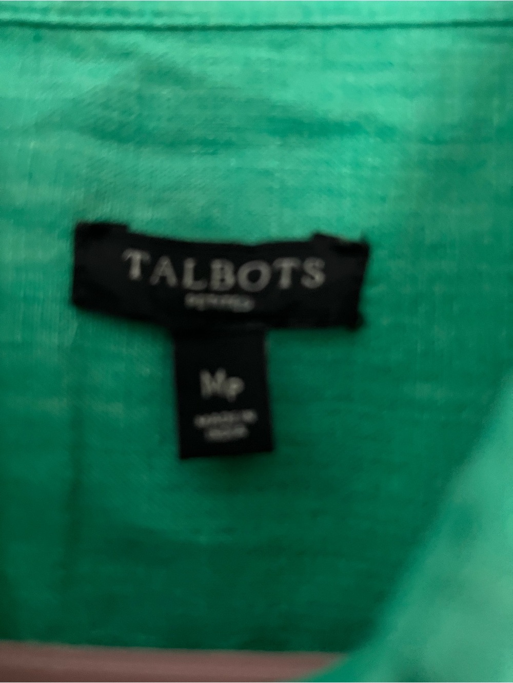 Talbots Green Linen Top with classic collar - Picture 2 of 4